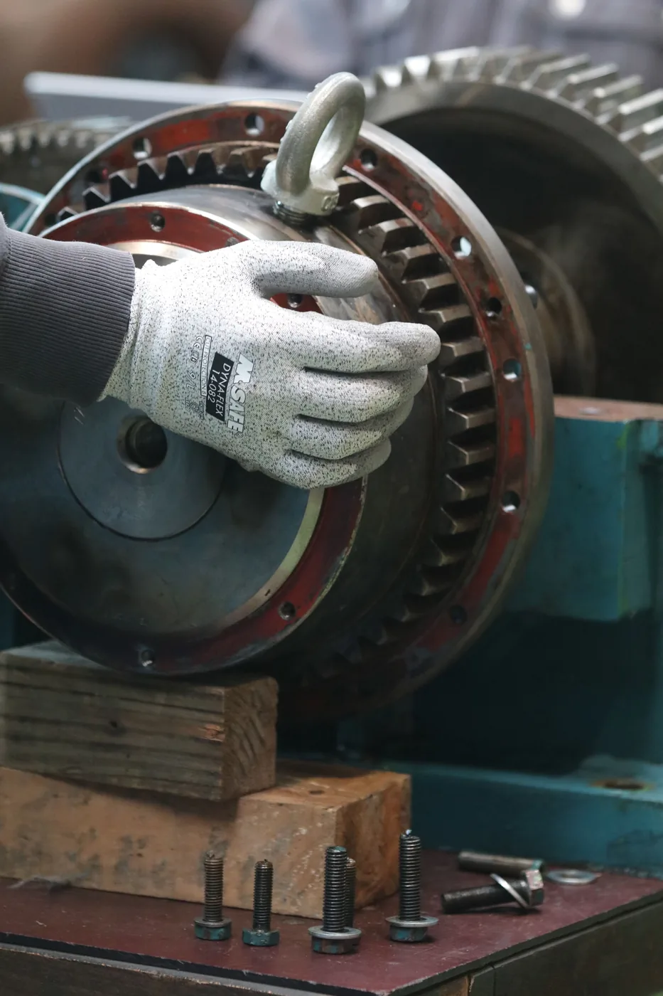 Technician servicing industrial equipment